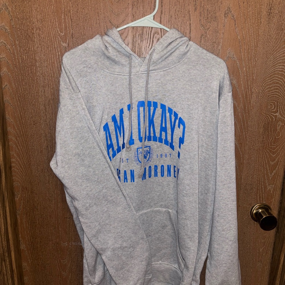 SOLD 
Gray Hoodie with Blue Print